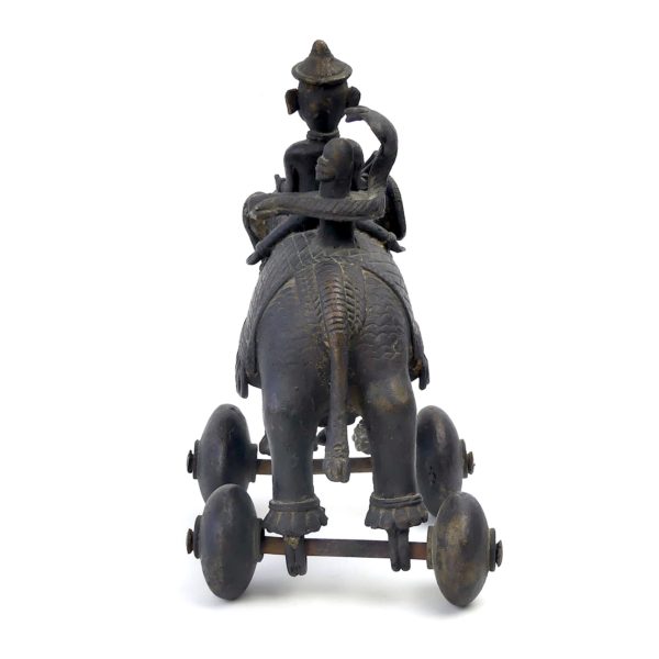 Jouet Rajput éléphant à roulettes en bronze Rajasthan (dos)
