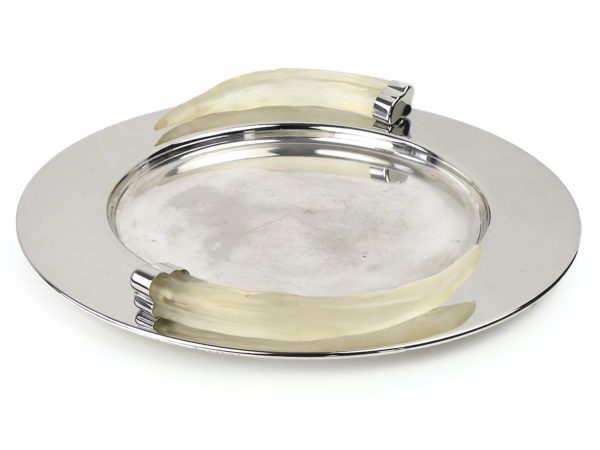 Grand plat Prata Wolff en métal argenté et Lucite givrée Brésil (3/4)