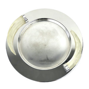 Grand plat Prata Wolff en métal argenté et Lucite givrée Brésil (dessus)