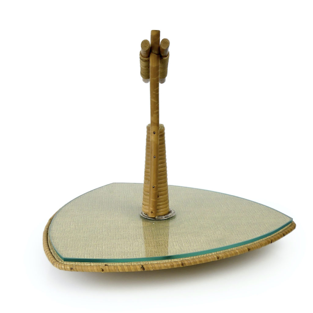 Plateau à Fromage Vintage Années 60 - Bois, Verre Et Inox Avec Poignées