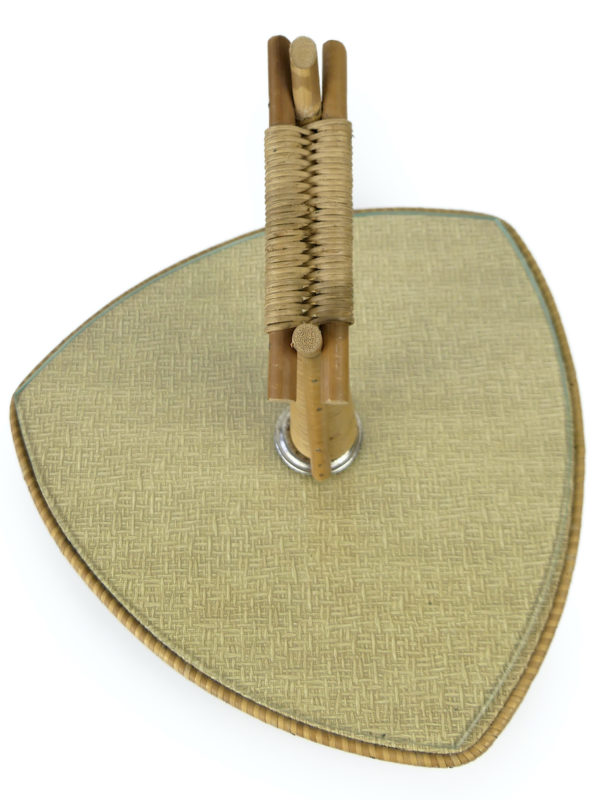 Plateau à fromage vintage rétro Tiki Style en bois et rotin (dessus 3/4)