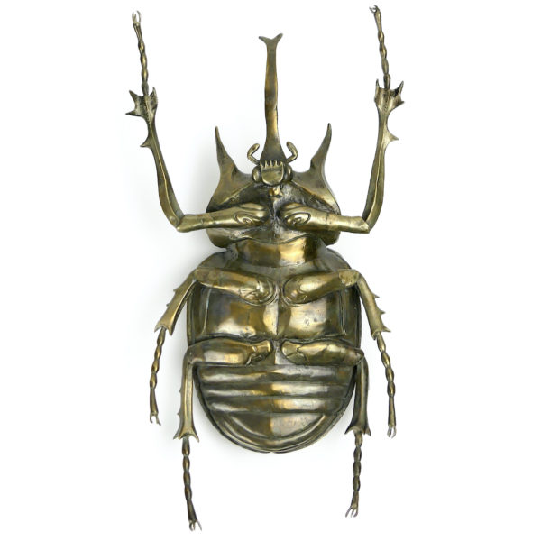 Scarabée rhinocéros en laiton coulé et cuir de galuchat (dessous)