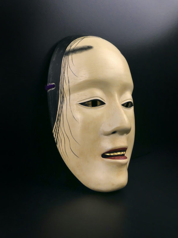 Masque Deigan signé femme aux yeux dorés Théâtre nô Ère Shōwa (3/4)