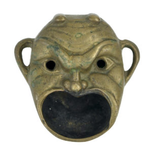 Tête de diable en bronze Brûle-encens vintage (face)