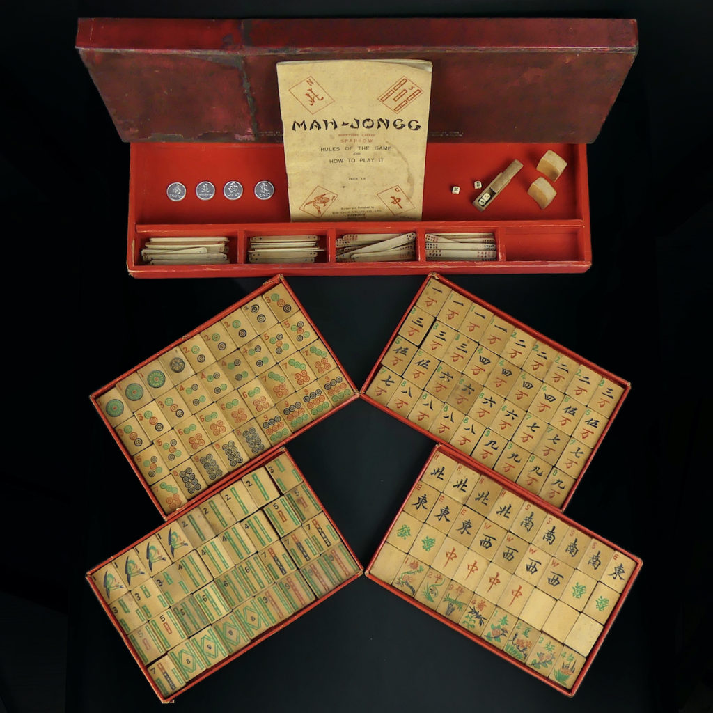 Jeu De Mahjong Professionnel RANY - 144 Tuiles Acrylique XL 40mm - Vert - Avec Boîte En Tissu Et 6 Dés