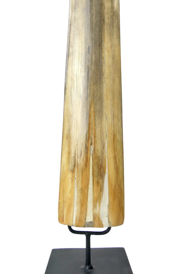 Grand rostre plat d'espadon ciselé Dayak sur pied (détail dos)