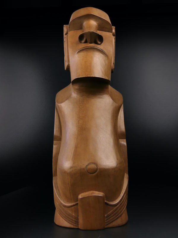 Grand Moaï Rapa Nui Île de Pâques en bois précieux ciselé (face)