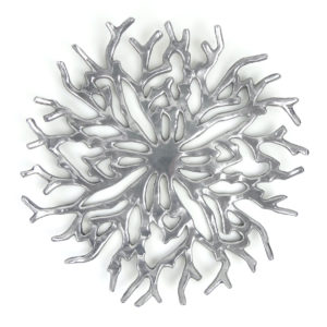 Large plat corbeille corail en fonte d'aluminium design (dessus)