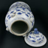 Jarre de temple chinoise en porcelaine décor bleu Lions de Shi (ouvert dessus)