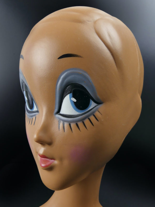 Tête à chapeau Twiggy en vinyle peint des années 70 Déco Pop (détail 3/4)