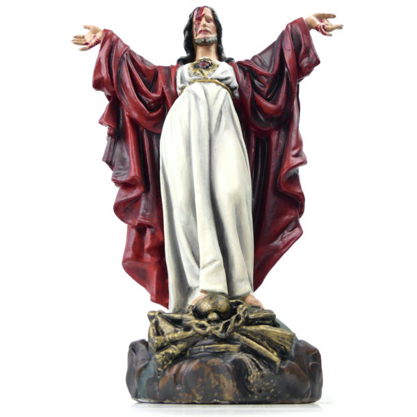 Jesus Aladdin Sane statue religieuse en plâtre polychrome revisitée (face)