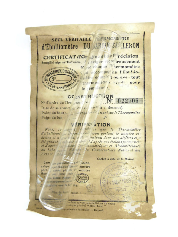 Ébulliomètre Dujardin Salleron ancien Paris Œnologie (tube)