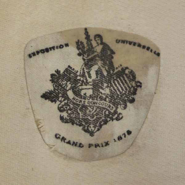 Canotier en paille Exposition Universelle Grand Prix 1878 (détail)