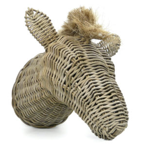 Tête de zèbre en rotin naturel tressé trophée végétal (3/4)