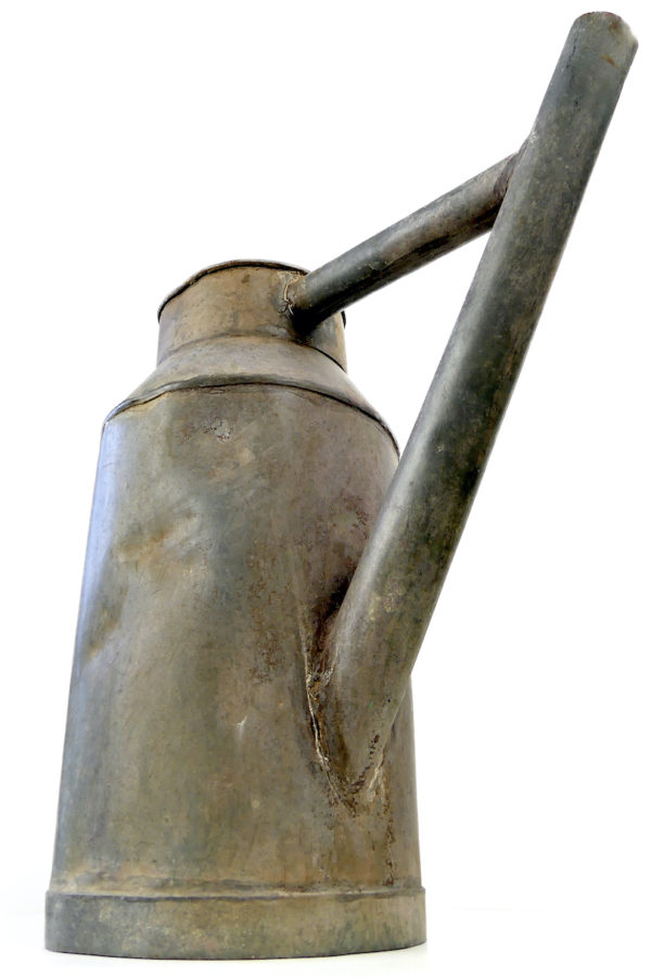 Arrosoir ancien décoratif rustique artisanal en zinc galvanisé (3/4)