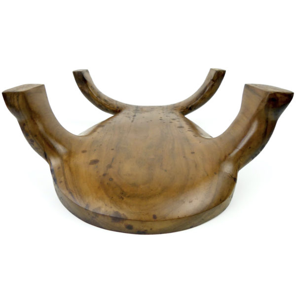 Petit tabouret tortue Honu râpe à noix de coco en bois de rose et os (dessous dos)