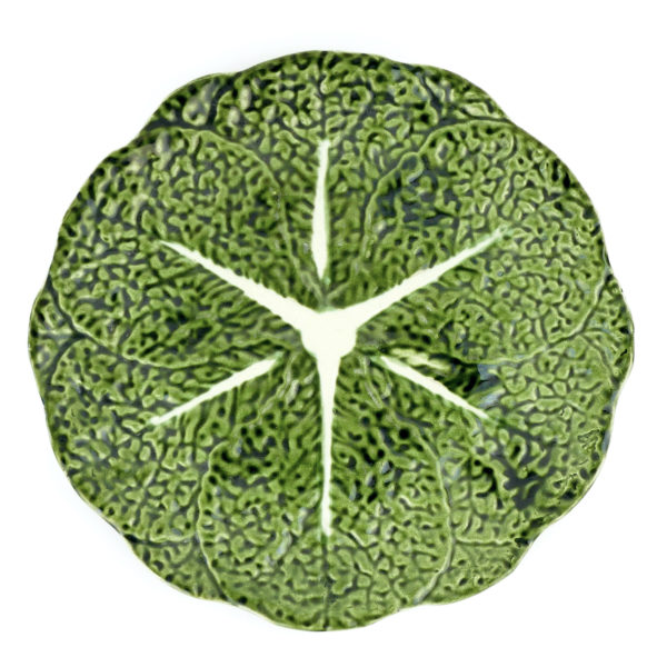 Grande soupière en barbotine vintage en forme de chou (plat dessus)