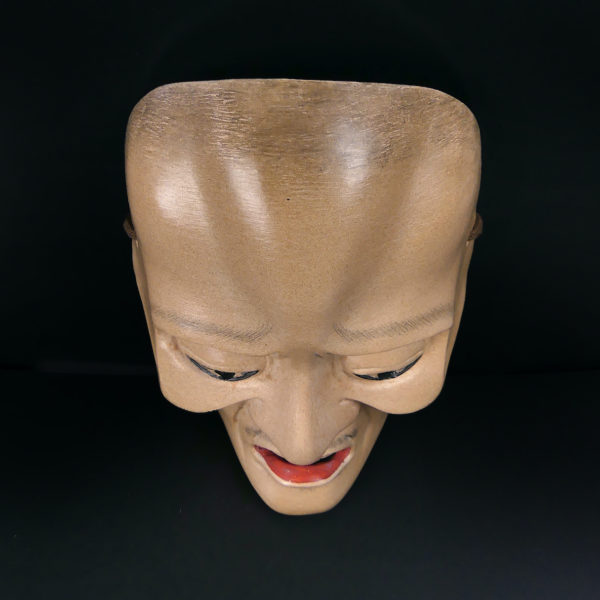 Masque Shunkan Nô en bois signé Wakino période Heisei Japon (dessus)