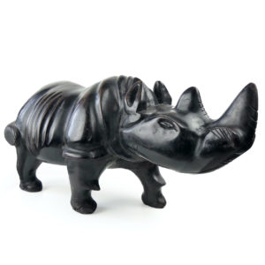 Grand rhinocéros massif monoxyle en bois dur Sculpture animalière africaine (3/4)