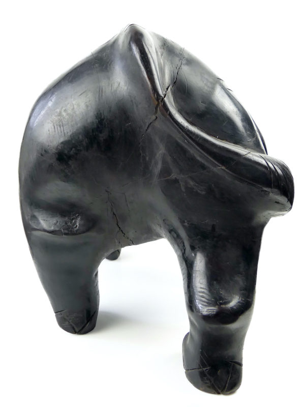 Grand rhinocéros massif monoxyle en bois dur Sculpture animalière africaine (dos)