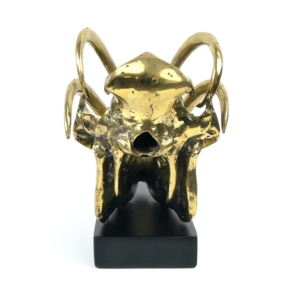 Sculpture Squelette Humain En Bronze Avec Crâne – Statue Décorative H.28 Cm