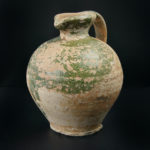 Cruche saintongeaise ancienne terre cuite à glaçure verte XIXe (3/4)