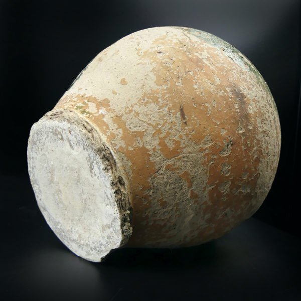 Cruche saintongeaise ancienne terre cuite à glaçure verte XIXe (3/4)