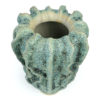 Grand vase organique conique vert de gris céramique à glaçure écume de mer effet lave (dessus 3/4)