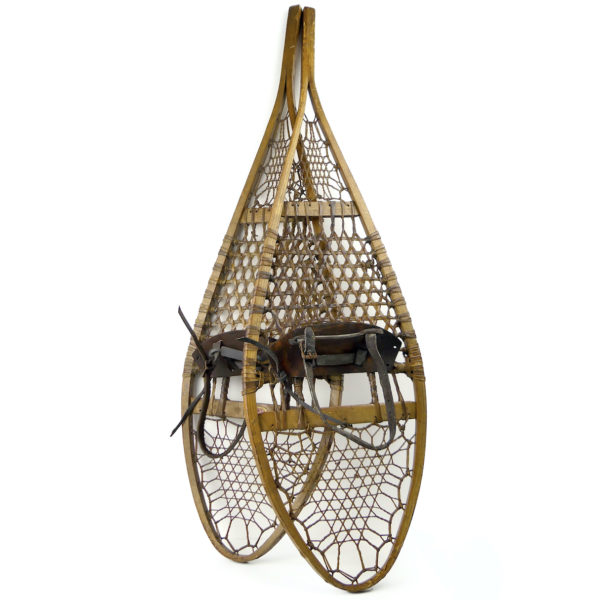 Grande paire de raquettes à neige ancienne en bois USA 1920