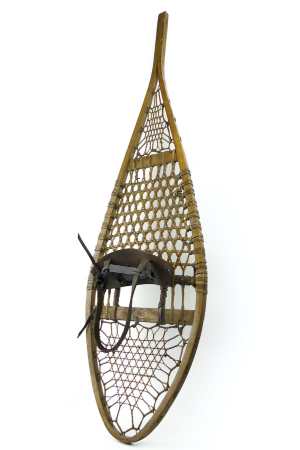 Grande paire de raquettes à neige ancienne en bois USA 1920 (3/4)