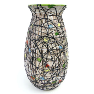 Vase moderniste Dripping vintage Tachisme multicolore Années 60 (face)