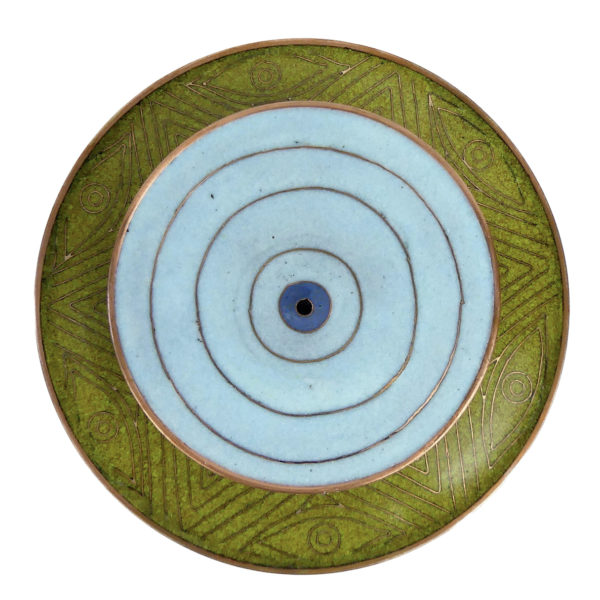 Pot à thé Yeux bleus et vert cloisonné Fabienne Jouvin (dessus)