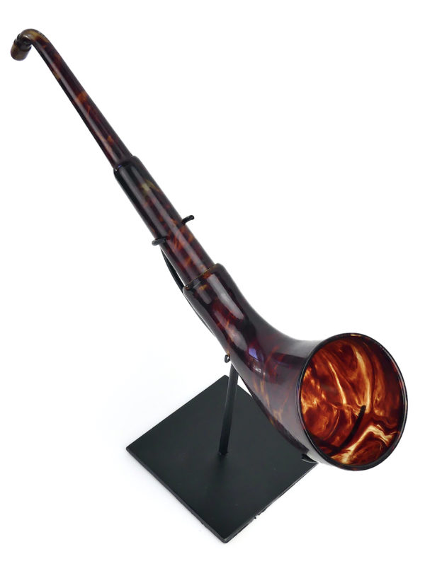 Cornet acoustique télescopique ancien AUDIOS en galatithe (dessus 3/4)