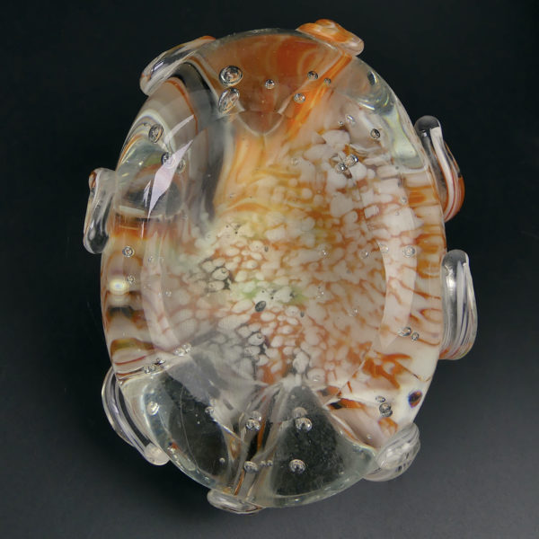 Presse-papier pieuvre orange souvenir 60 en verre soufflé (dessous)