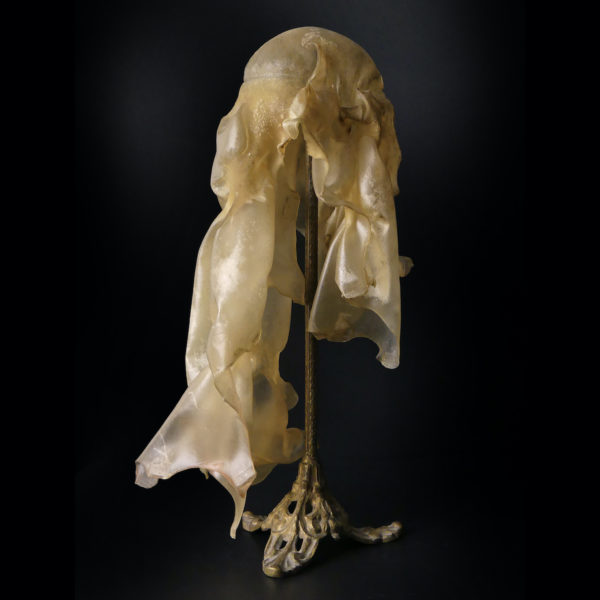 Fantôme en parchemin moulé sur crâne signé Michel Haillard (profil)