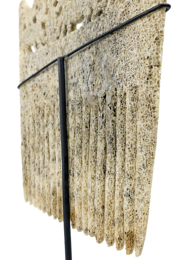 Peigne plat du Timor en os de baleine sculpté sur socle (détail)