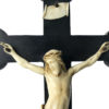 Crucifix victorien noir antique XIXe au crâne d'Adam Art religieux (détail)