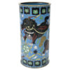 Pot à pinceaux chinois bleu aux chiens de Fô en émail cloisonné (face)