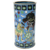 Pot à pinceaux chinois bleu aux chiens de Fô en émail cloisonné (face)