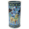 Pot à pinceaux chinois bleu aux chiens de Fô en émail cloisonné (face)