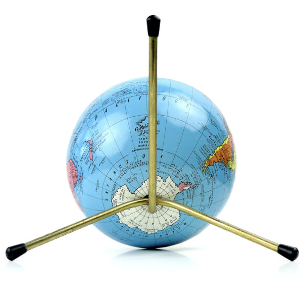Petit globe Taride trépied de bureau des années 60 Paris (dessous)