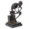 Bronze Squelette penseur massif sur base en marbre noir signé Milo – Image 7