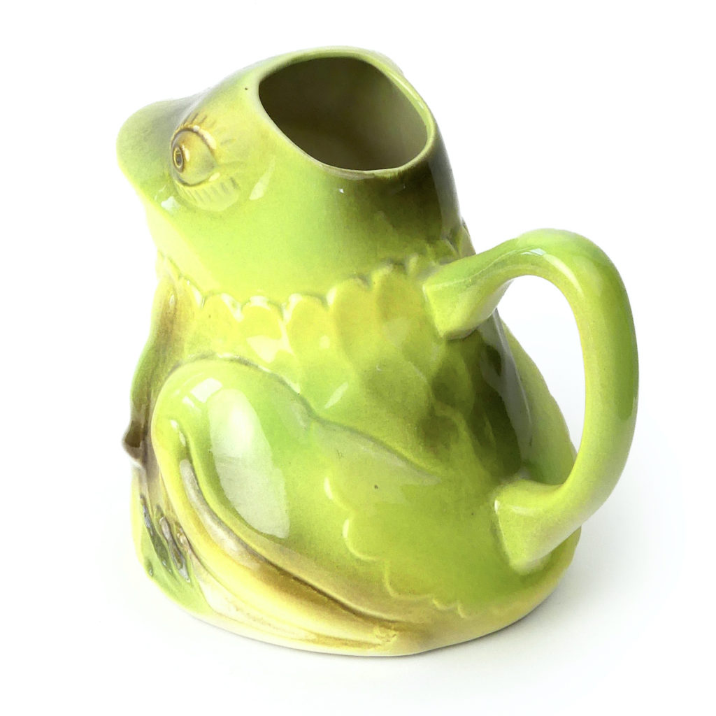 Figurine Grenouille En Céramique Faite Main - Pièce Unique Artisanale D'Allemagne, Vert/or/doré