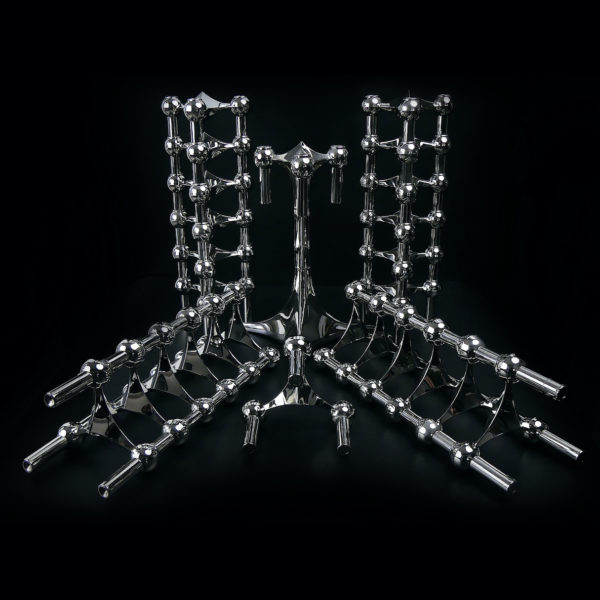 25 bougeoirs sur pied tripodes modulables Fritz Nagel 1960 (face)