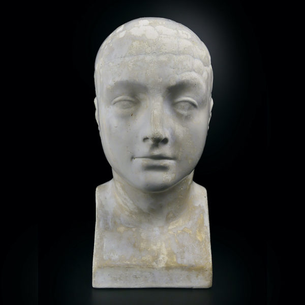 Buste phrénologique ancien signé en plâtre enduit XIXe siècle (face)