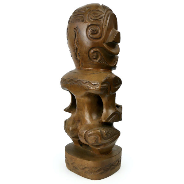 Tiki marquisien massif ancien en bois précieux des années 60/70 (3/4 dos)