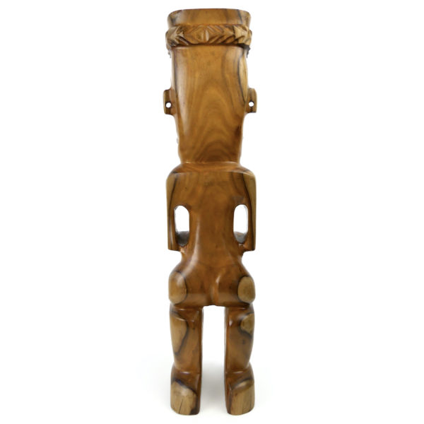 Grand Tiki couronné marquisien Matahoata en Miro bicolore (dos)