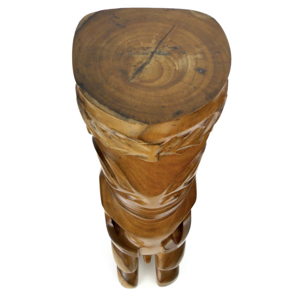 Grand Tiki couronné marquisien Matahoata en Miro bicolore (dessus)