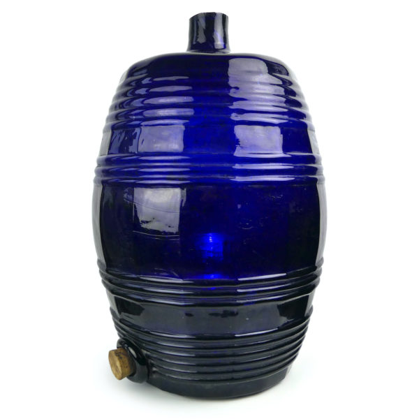 Tonnelet à parfum en verre soufflé épais bleu indigo XIXe Cannes France (3/4)