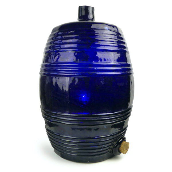 Tonnelet à parfum en verre soufflé épais bleu indigo XIXe Cannes France (3/4)